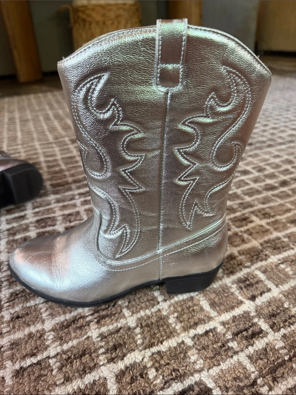 Sonoma Goods For Life Girls Silver Western Boots Size 4
